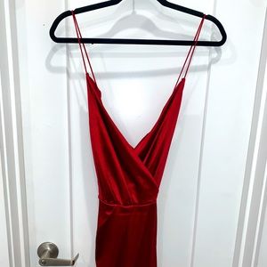 Red silk wrap dress fashion nova strappy